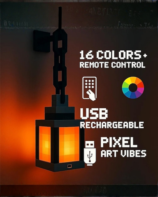 Pixel RGB Hanging Lamp – Gamer Style Wall Light with Remote Control