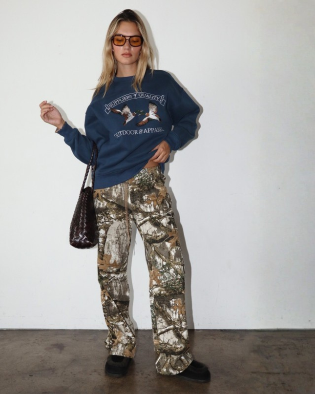 Camo Barrel-Leg Khaki Trousers