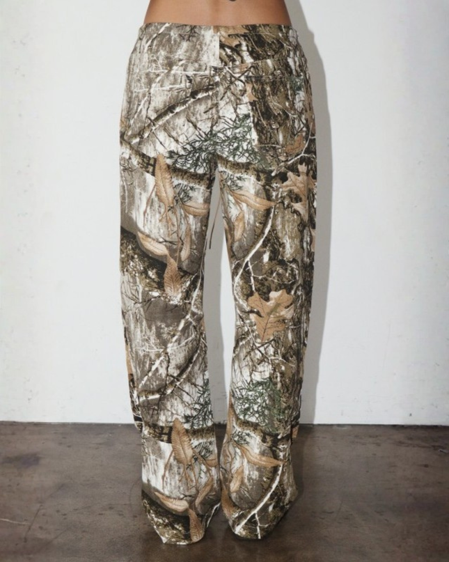 Camo Barrel-Leg Khaki Trousers