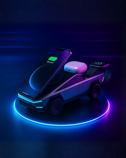 Cybertruck 3-in-1 Wireless Charging Station – Fast Charger for iPhone, AirPods & Apple Watch