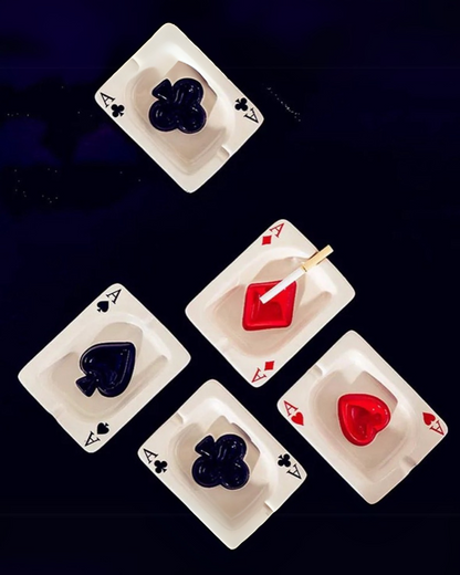 Poker Ace Ashtray – Playing Card Design (Clubs, Hearts, Spades, Diamonds