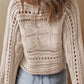 Hollow-out Cable Knit Cropped Sweater