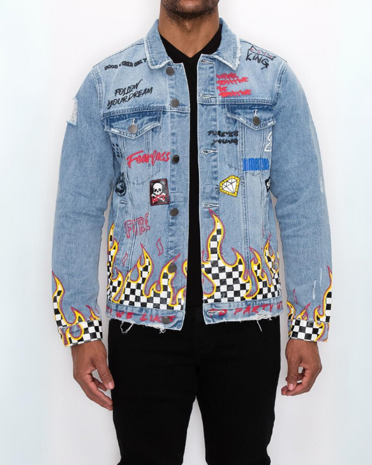 Fire patch Denim Jacket