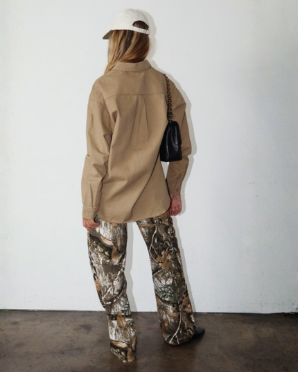 Camo Barrel-Leg Khaki Trousers