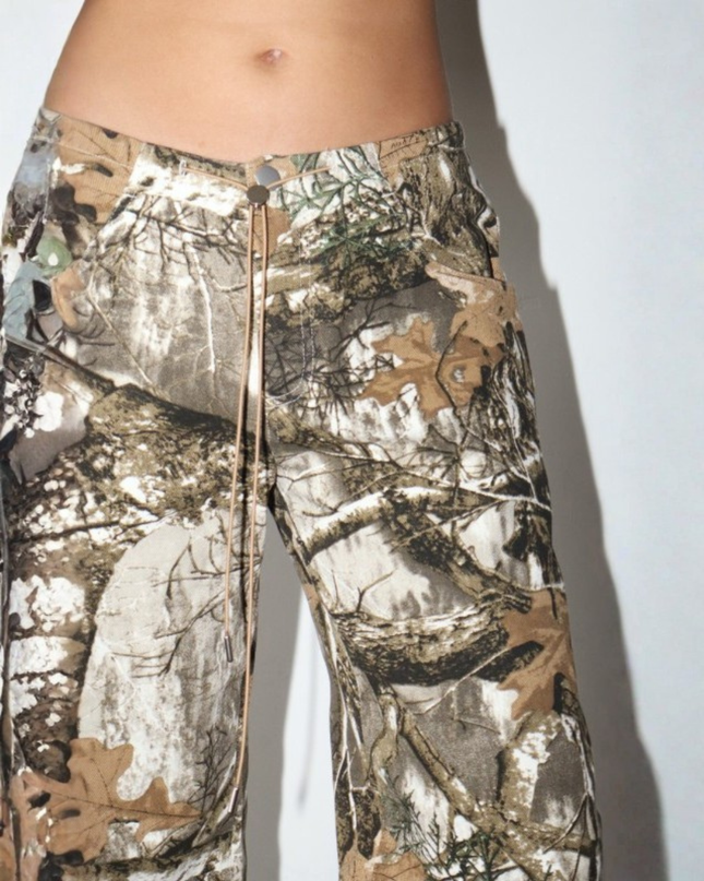 Camo Barrel-Leg Khaki Trousers