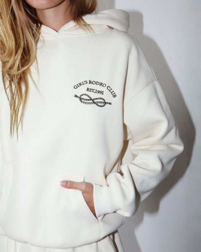 Rodeo Club Hoodie – Cream Oversized Pullover Sweatshirt