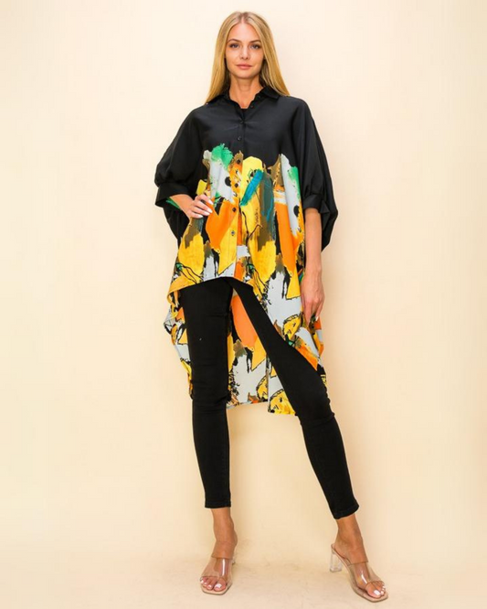 Zambia Print Satin Top