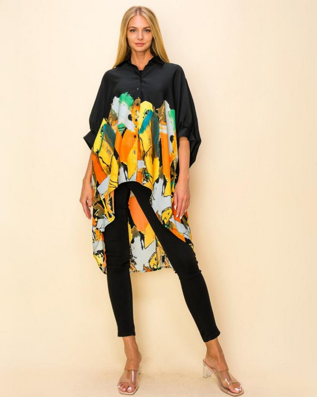 Zambia Print Satin Top