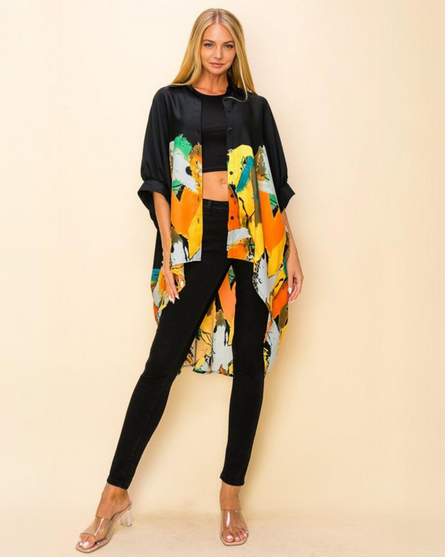Zambia Print Satin Top