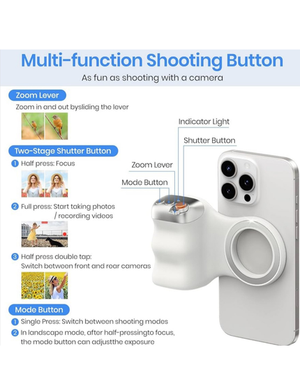 Magnetic Bluetooth Camera Grip – Universal Smartphone Photo Handle