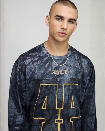 Nightplay Varsity Mesh Top – Black & Gold