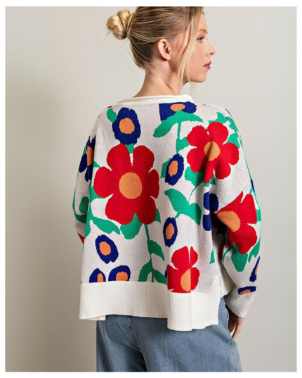 Retro Bloom Oversized Sweater