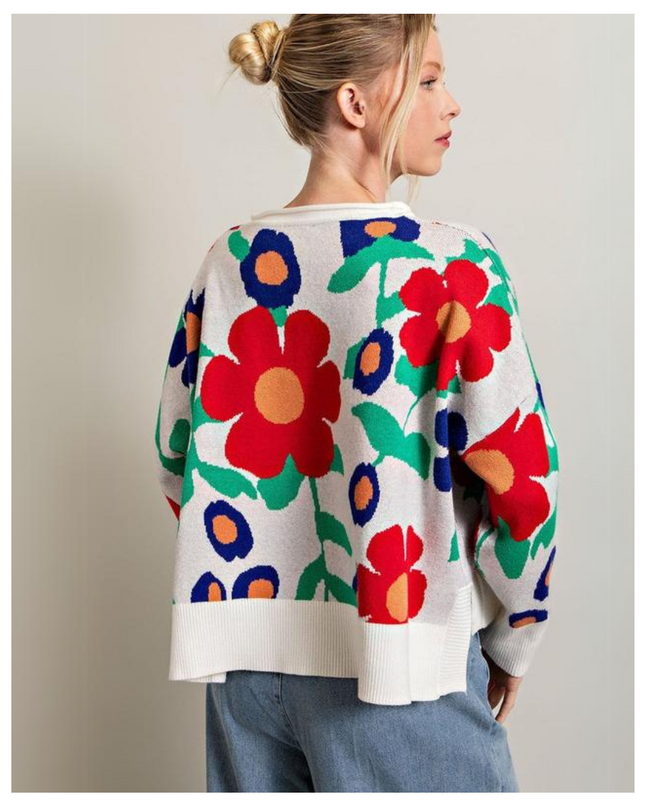 Retro Bloom Oversized Sweater