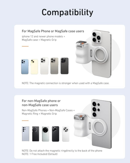 Empuñadura magnética Bluetooth para cámara: agarre universal para fotos de smartphones