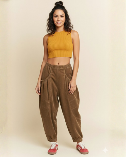 Brown Cargo Joggers – Wide Pocket Streetwear Pants (Copia)