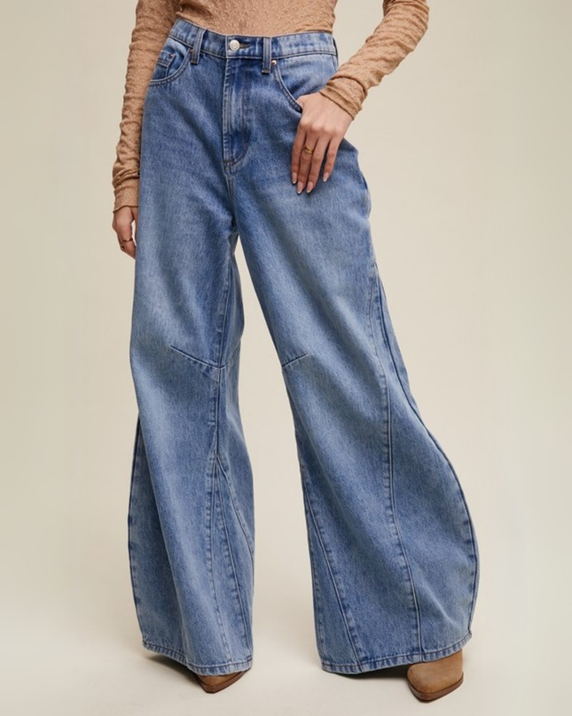 Wide-Leg Panel Detail Jeans