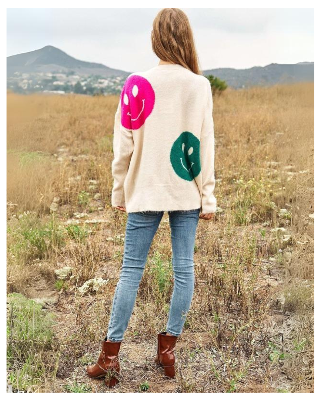 Happy Faces Sweater - Multi-Color Smiley Knit