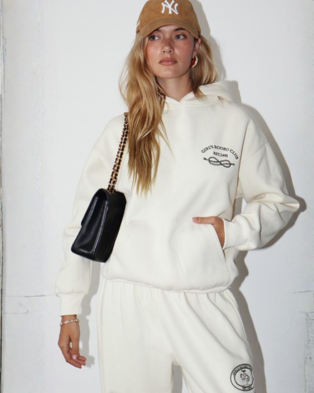 Rodeo Club Hoodie – Cream Oversized Pullover Sweatshirt