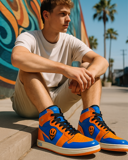 Reason Flame Skull High-Top Sneakers – Neon Blaze Edition