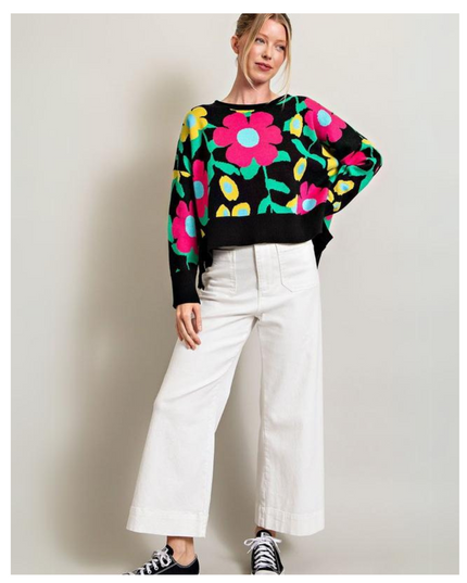 Retro Bloom Oversized Sweater