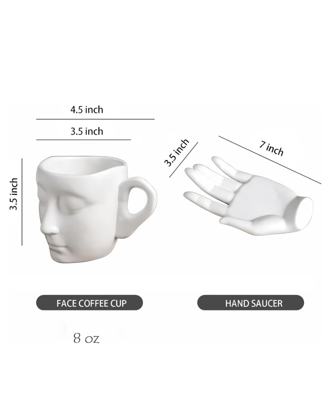 Zen Coffee cup - Face Design Mug with Hand-Shaped Holder Set