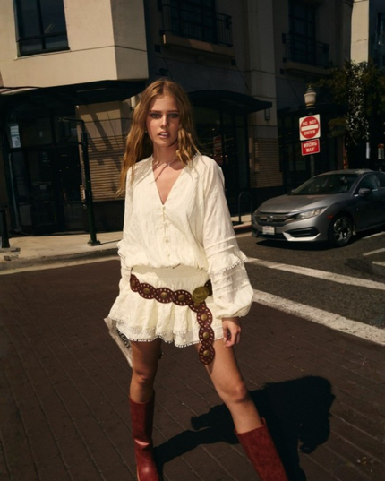 Boho Chic V-Neck Long Sleeve Ruffle Romper