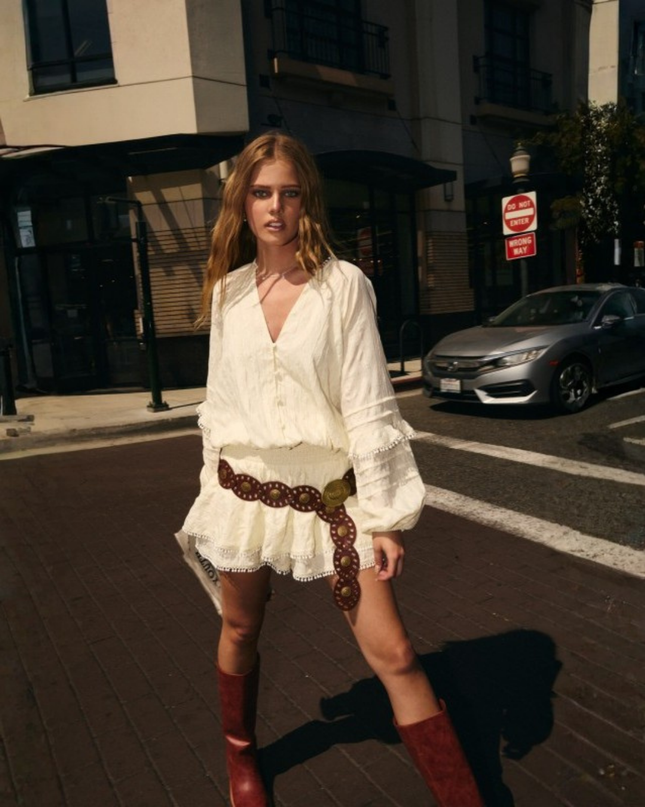 Boho Chic V-Neck Long Sleeve Ruffle Romper