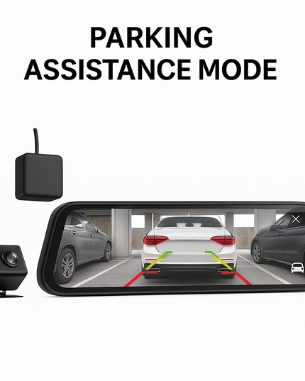 Smart Rearview Mirror with Front & Rear Camera, 2.5K Touchscreen, GPS & 32GB SD Card