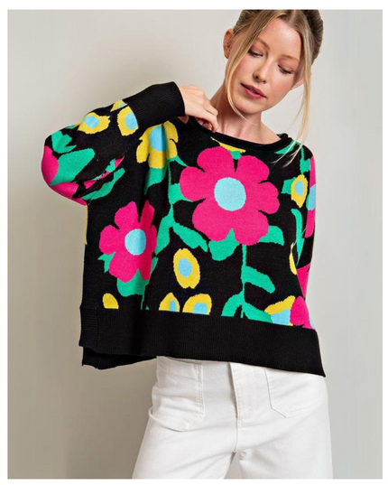 Retro Bloom Oversized Sweater