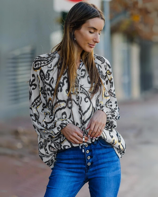 Boho Flower Casual Long Sleeve Top