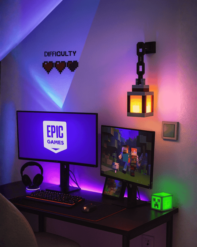 Pixel RGB Hanging Lamp – Gamer Style Wall Light with Remote Control