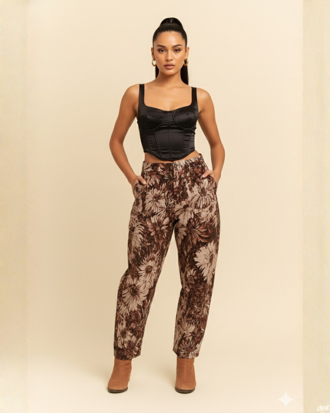 Vintage Tapestry Wide-Leg Trousers