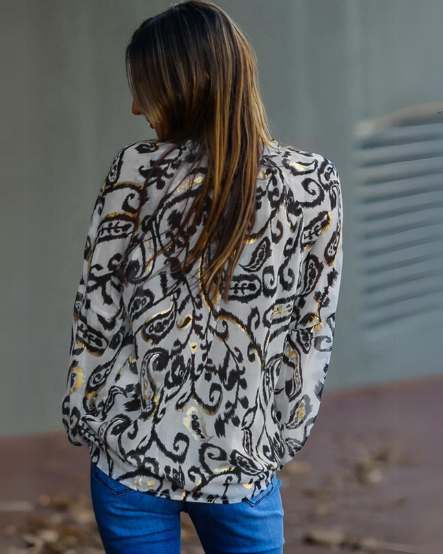 Boho Flower Casual Long Sleeve Top