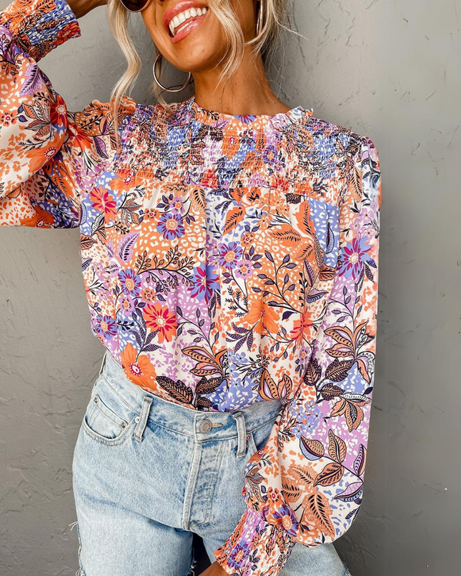 Boho Floral Bishop Sleeve Top