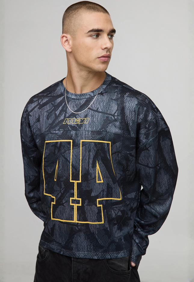 Nightplay Varsity Mesh Top – Black & Gold