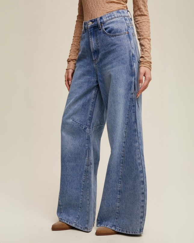 Wide-Leg Panel Detail Jeans