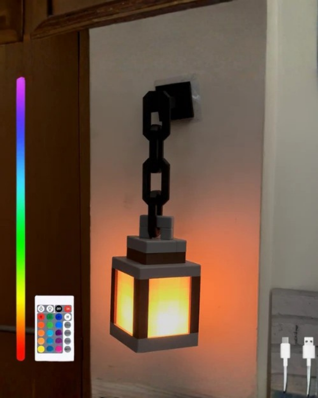 Pixel RGB Hanging Lamp – Gamer Style Wall Light with Remote Control