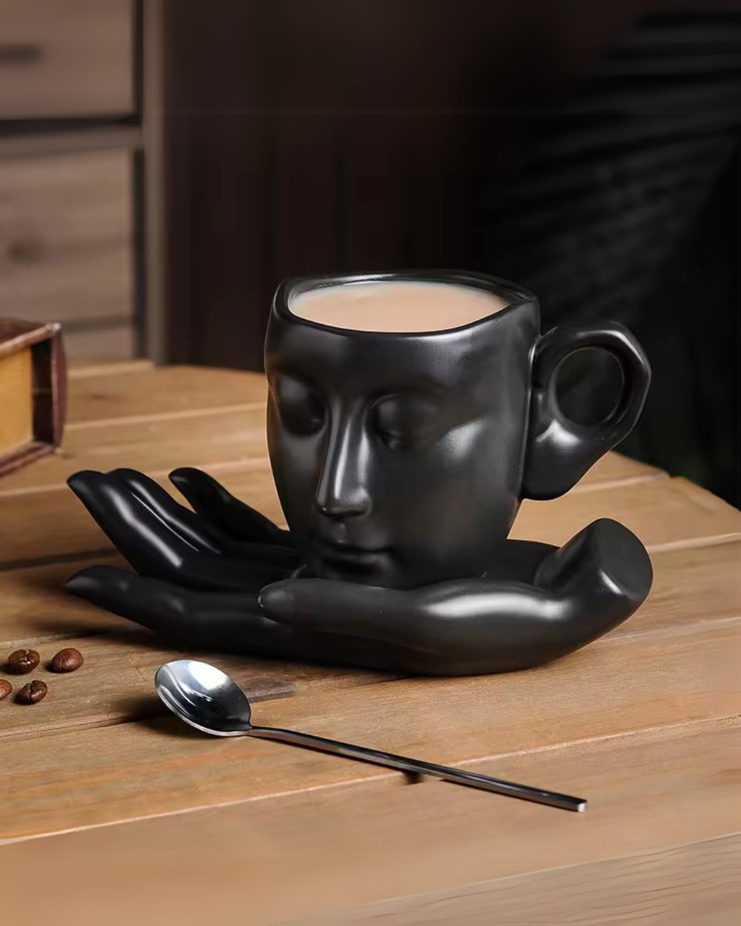 Zen Coffee cup - Face Design Mug with Hand-Shaped Holder Set