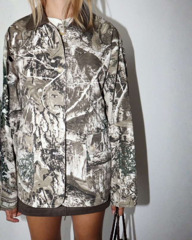Camo Streetwear Oversized Button Jacket