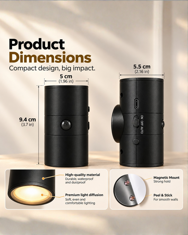 Rechargeable Magnetic Wall Light with Remote Control — LED Up & Down Wall Sconce