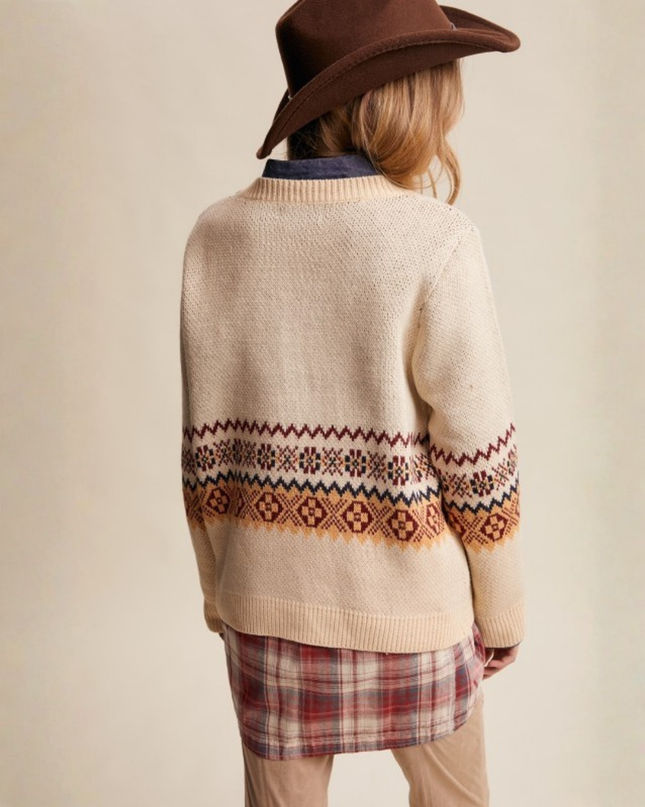 Western Horseshoe Sweater – Retro Cowboy Knit in Ecru