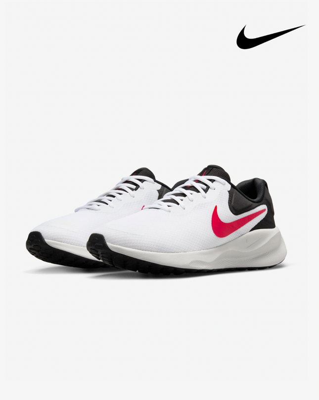 Nike Revolution 7 Running Shoes | White / Black / Photon Dust / Fire Red