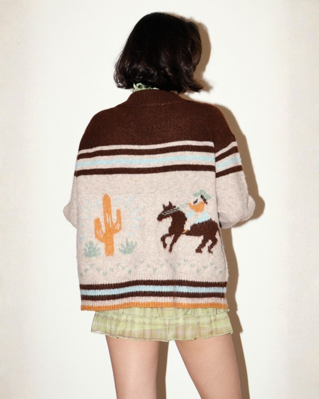 Cowboy Desert Knit Zip Cardigan