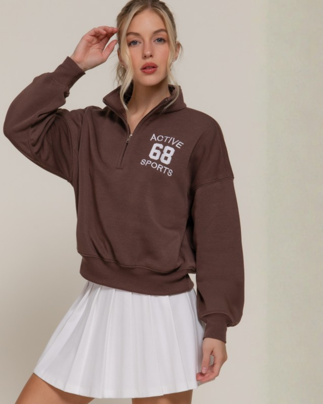 Relaxed Zip-Up High Neck Sweatshirt – Modern Street Style Essential