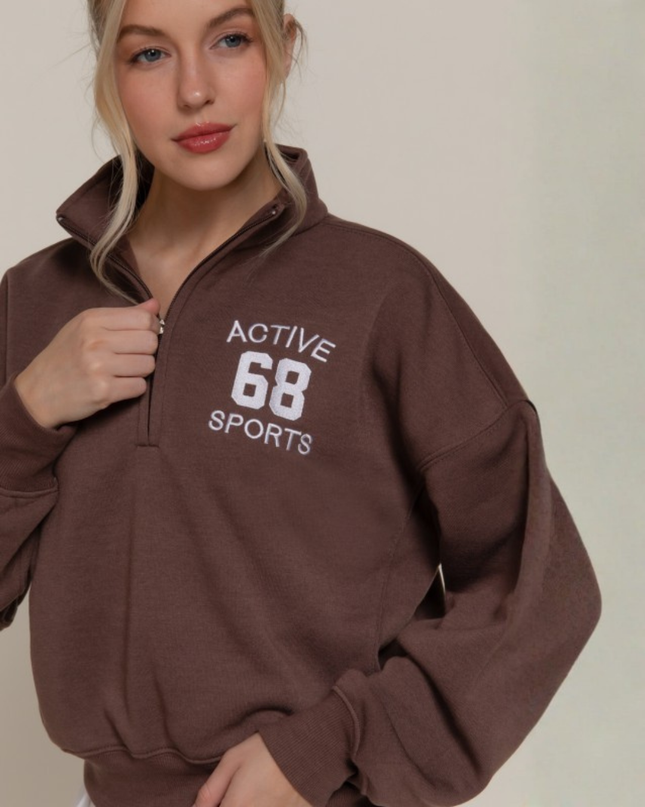 Relaxed Zip-Up High Neck Sweatshirt – Modern Street Style Essential