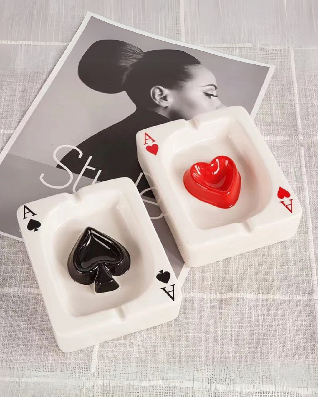 Poker Ace Ashtray – Playing Card Design (Clubs, Hearts, Spades, Diamonds