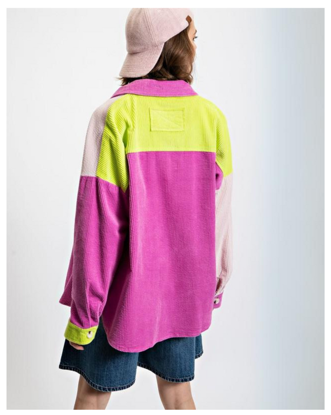 Vintage Streetwear Colorblock Corduroy Shirt