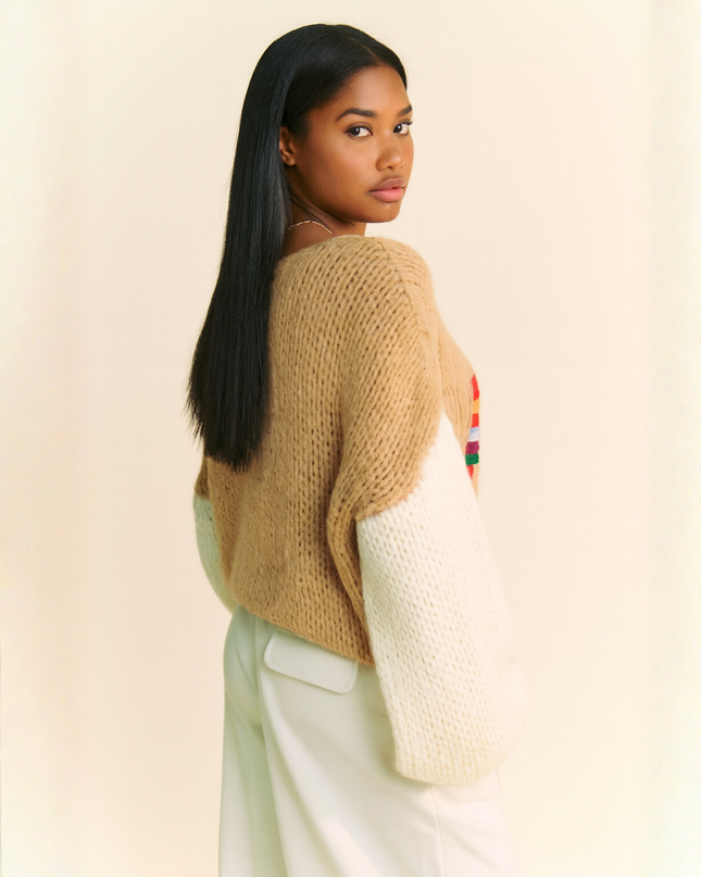 Rainbow Amour Knit Sweater – Oversized Letter Graphic Pullover
