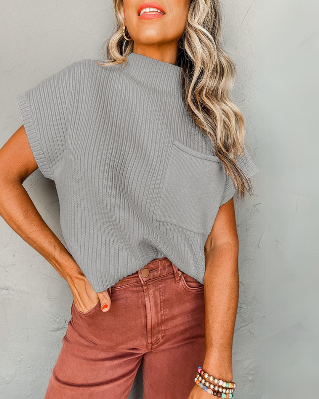 BH Pocket Knit Short Sleeve Sweater