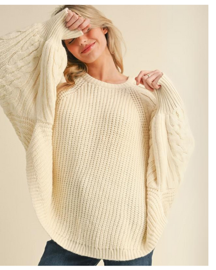 Oversized Cable Knit Sweater for Women